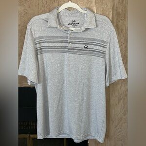 Cinch Men’s ArenaFlex Grey Striped Polo Shirt – Size M
